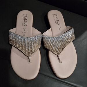 Italian Shoemakers Silver and Tan Women's Sandals
